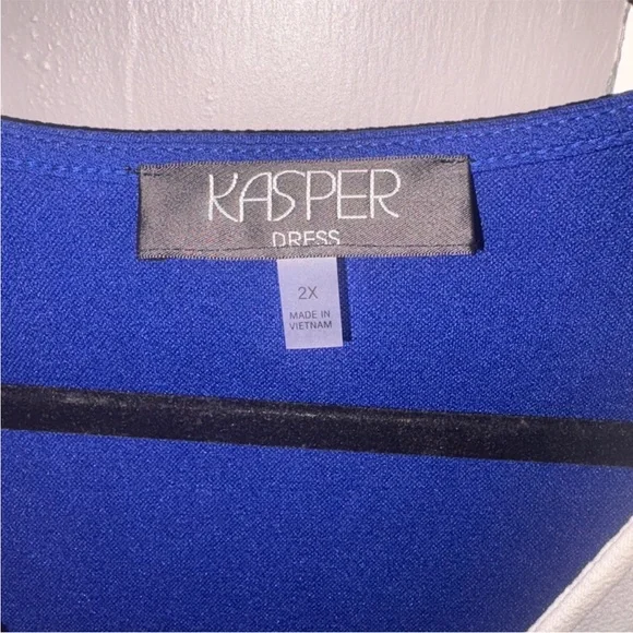 Kasper Colorblock Faux Wrap Dress Women’s Plus Size 2X Blue White NWT - Picture 3 of 4